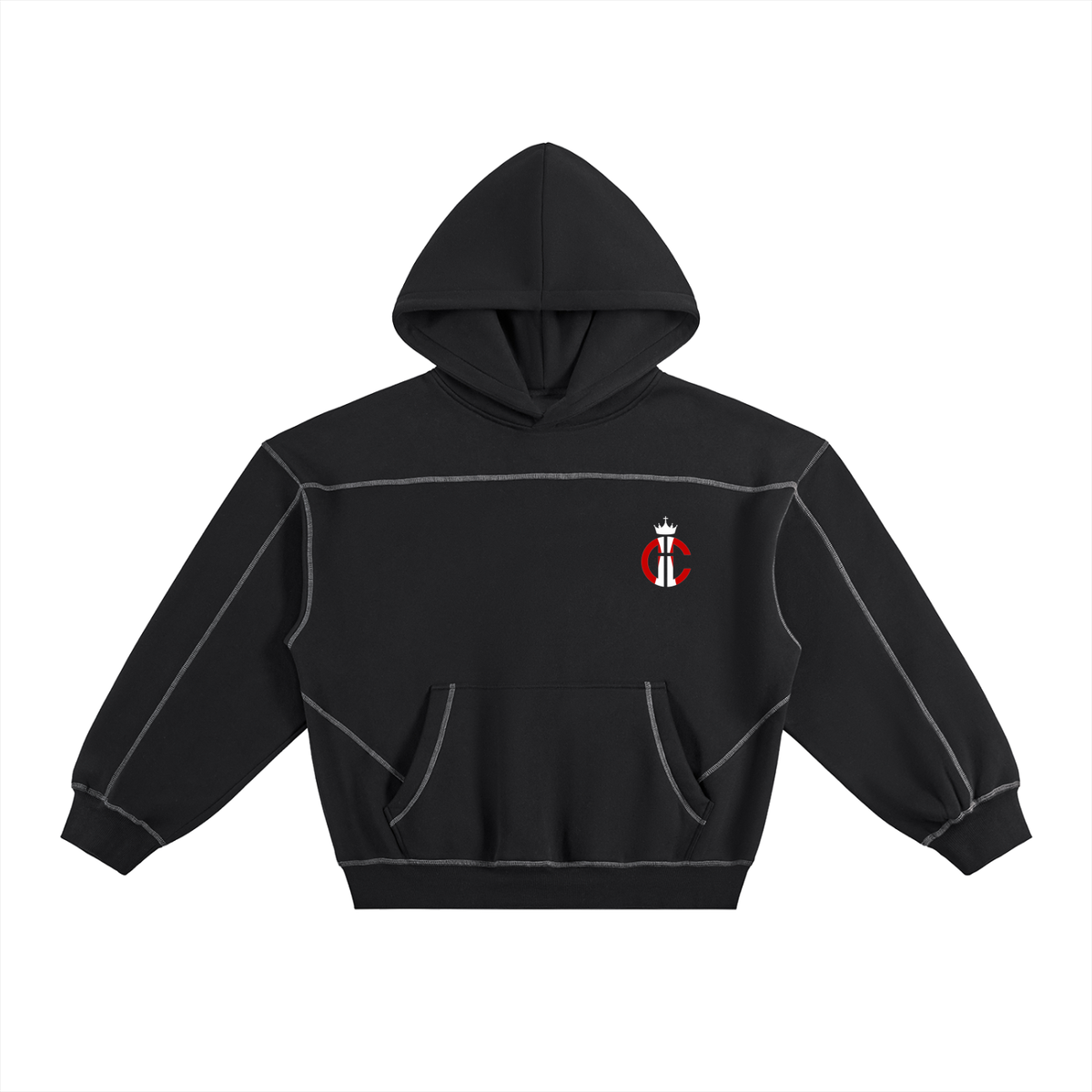 Called Contrast-Stitched Boxy Fleece Hoodie